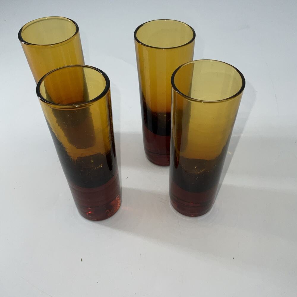Vintage Amber Gold Shot Glasses Set of 4